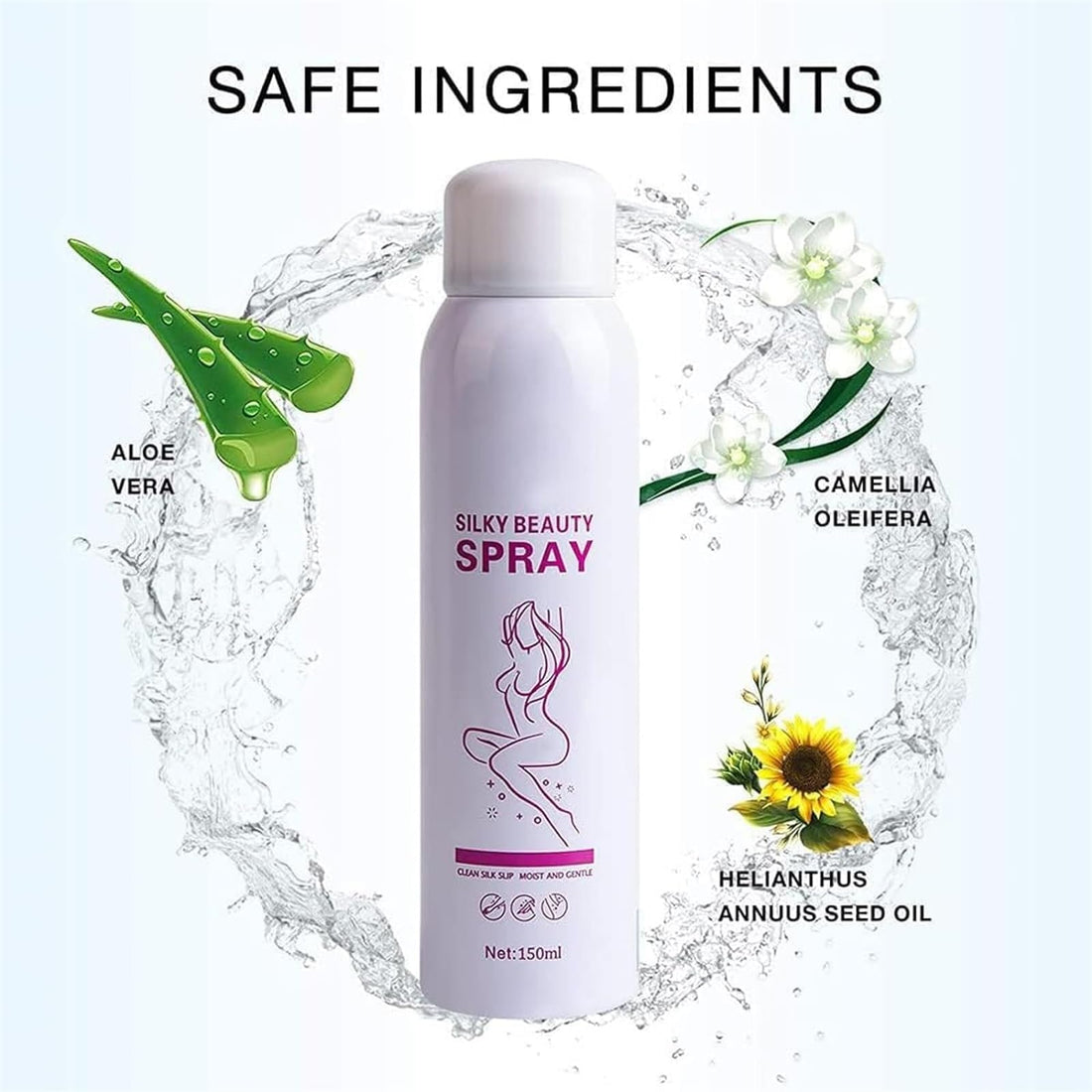 150ml Silky Beauty Spray, Quick and Painless Hair Removal Spray Foam for Legs, Arms, Underarms, Chest, Back,Skin Care